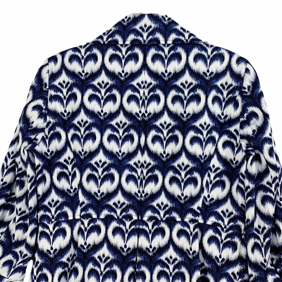 Ellen Tracy Ikat Inspired Peplum Style Blazer Jacket Blue White Black St… - Picture 7 of 16